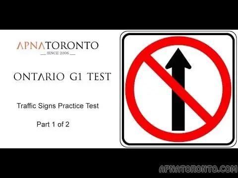 G1 Test Ontario - Learn Traffic Signs – Part 1  APNATORONTO