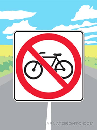 No bicycles allowed on this road